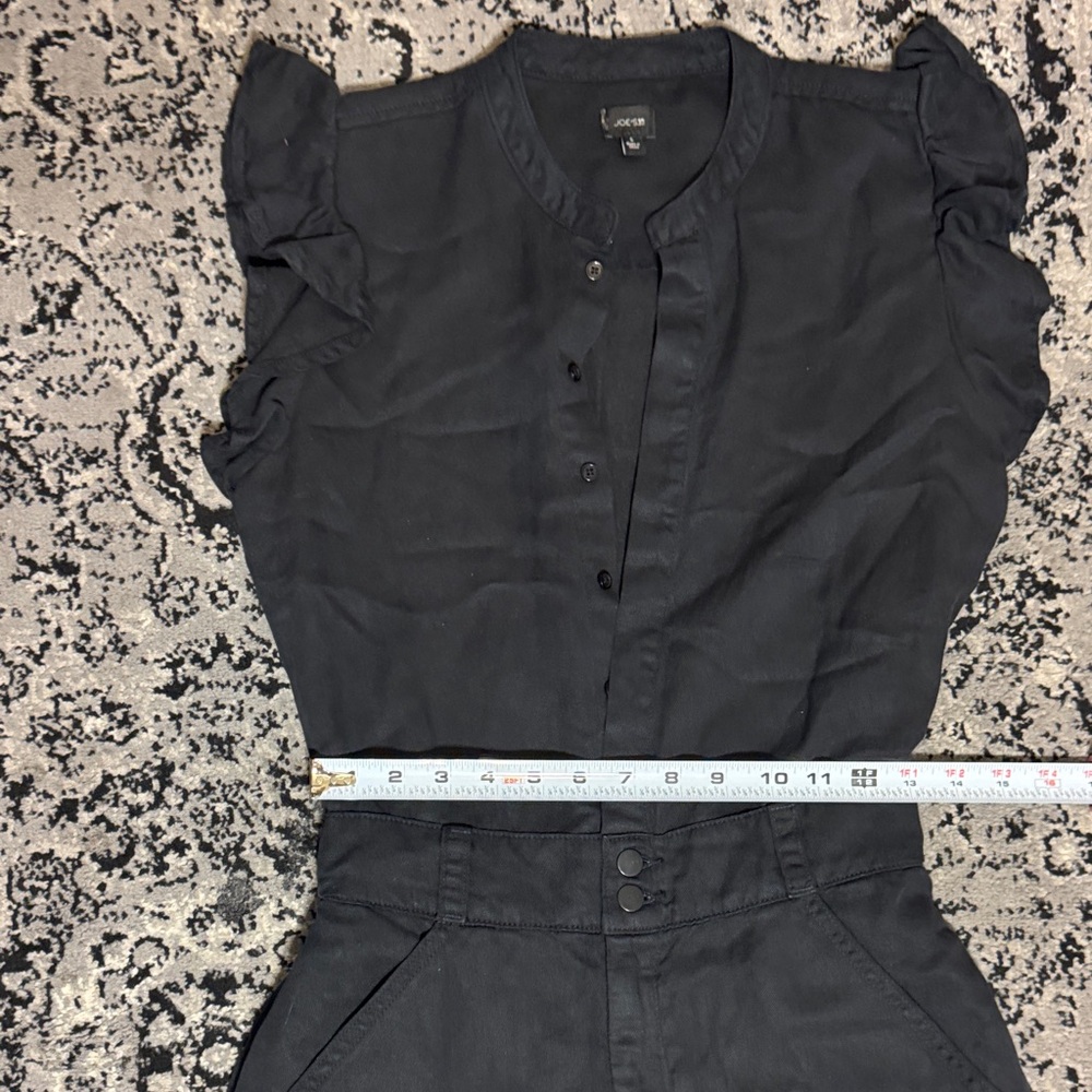 Joe's washed black soft denim Button-Up romper - Picture 8 of 13
